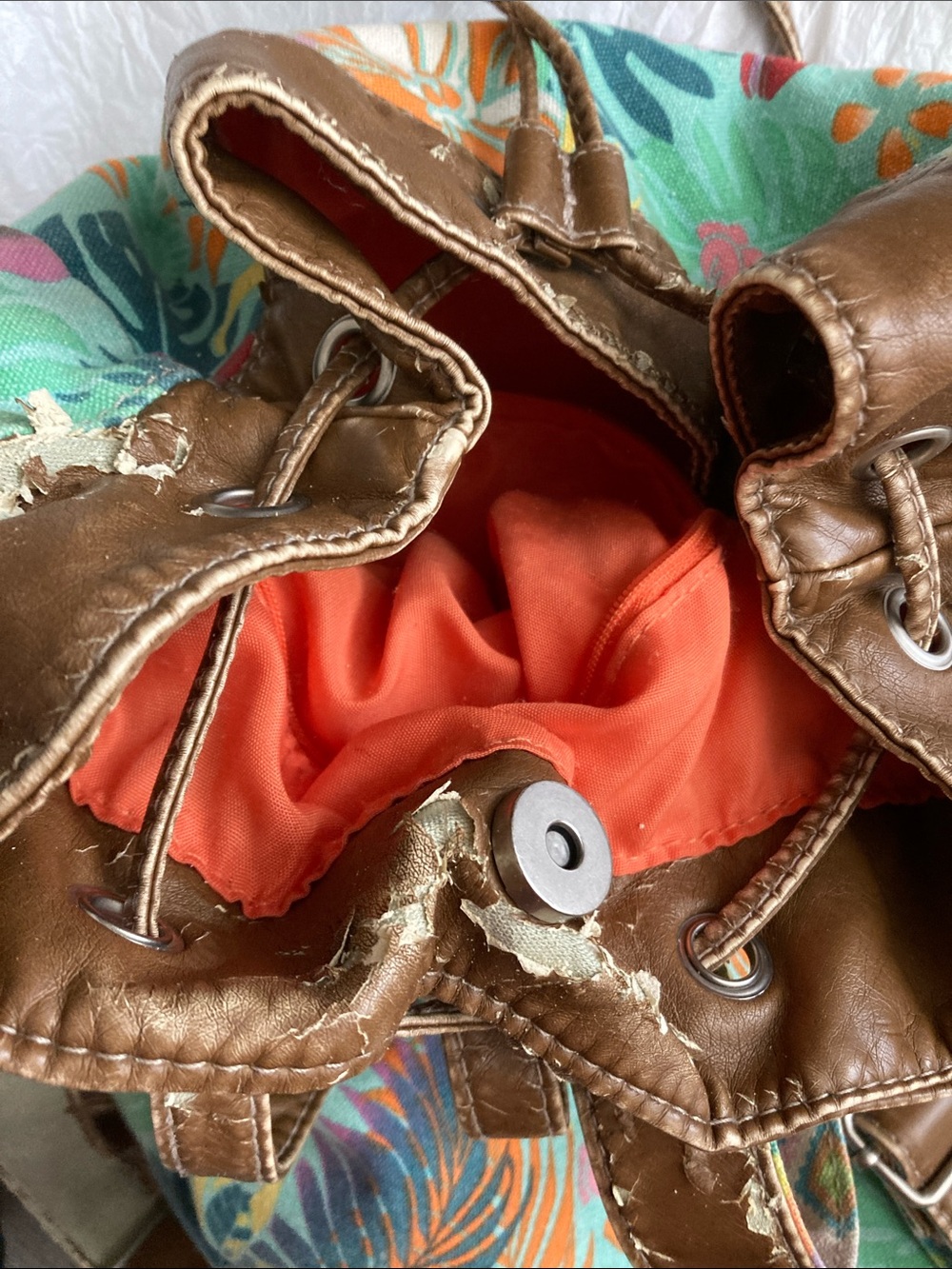 Union Bay Tropical Multicolor Boho Drawstring Backpack - Picture 3 of 3